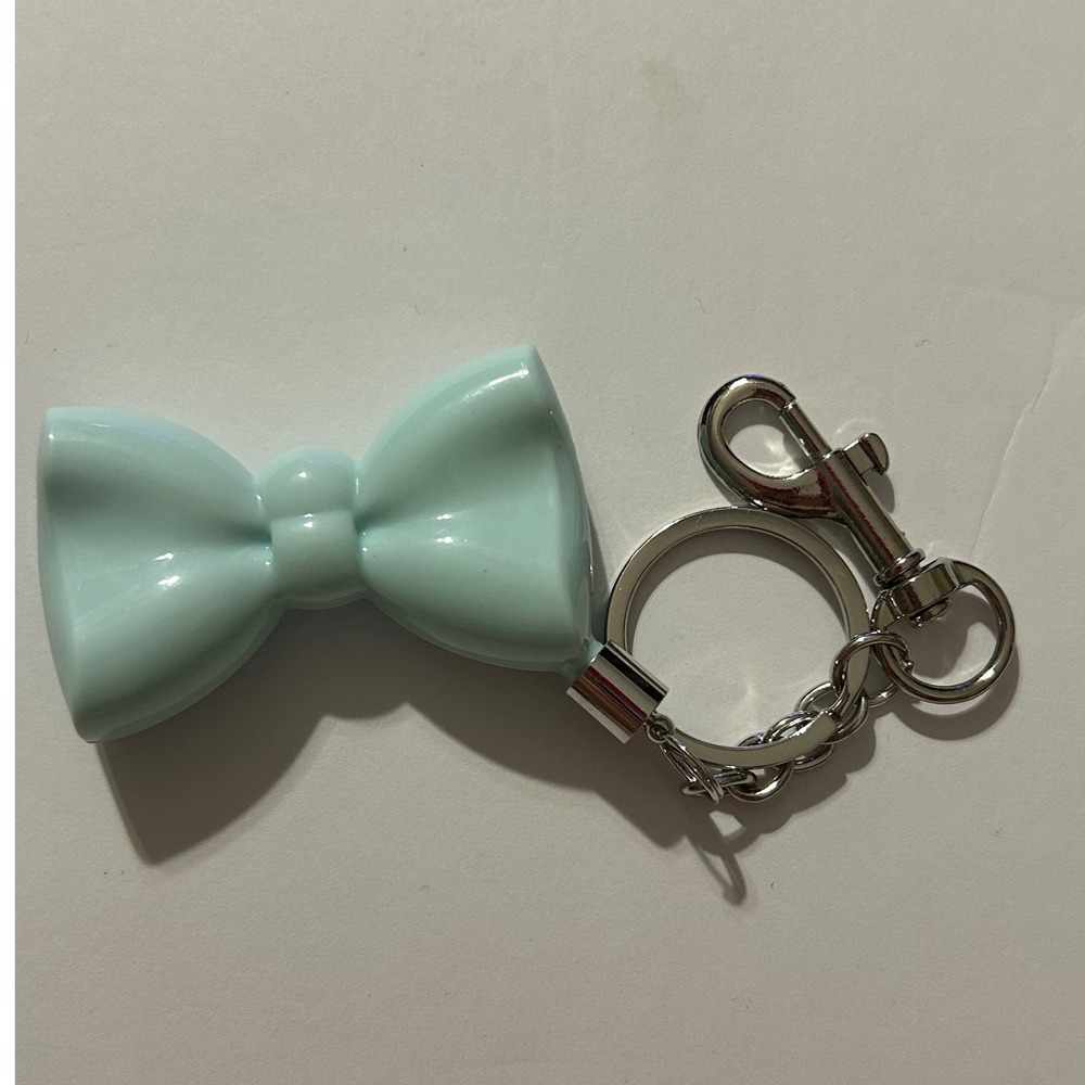 Marc Jacobs Perfect Light Blue Bow Keychain Bag Charm Silver Tone Hardware